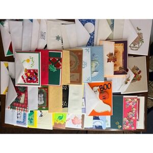 Set of 46  Stamped Handmade Greeting Holiday Various Christmas Cards LOOK!!‎